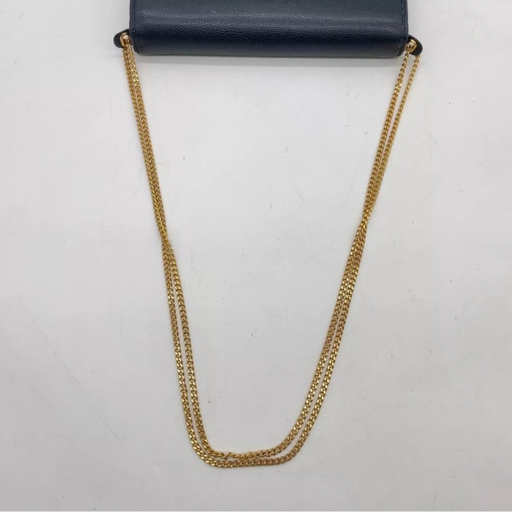 Authentic Christian Dior Leather Navy Chain Shoulder Bag - Picture 11 of 16